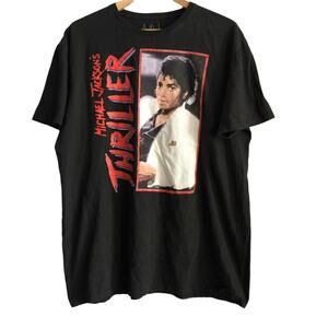 Michael Jackson Mens XL Thriller Graphic T Shirt Black Short Sleeve Crew Neck